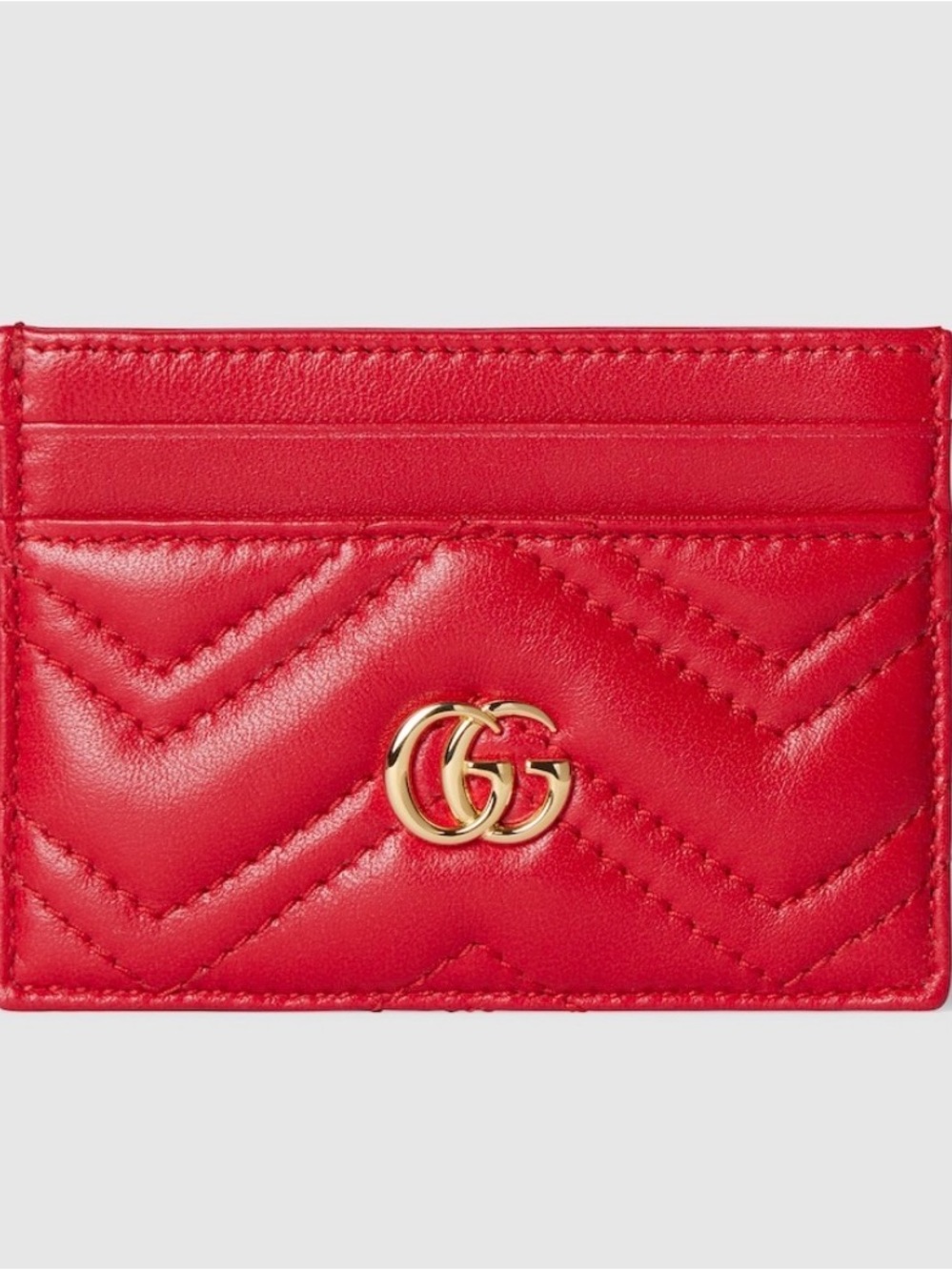 Gucci Chevron Leather Card Holder with Gold Hardware - Marmont card case